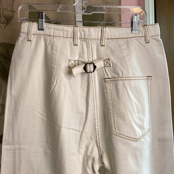 Sandrine Rose Jeans Size 30 White/Mustard Stitching NWT Retail $198 - Picture 6 of 9